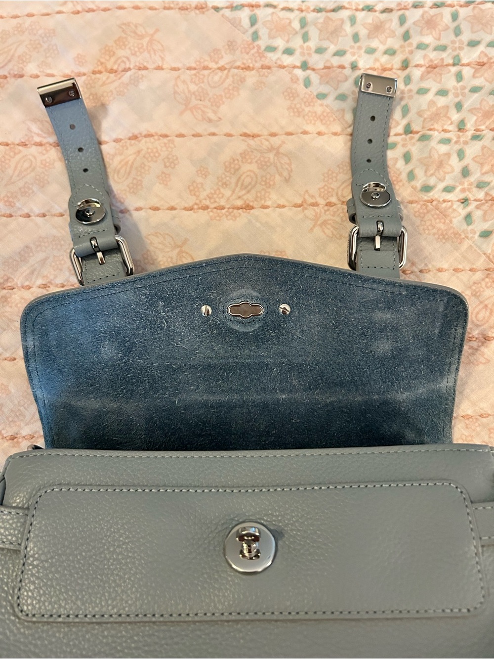 MULBERRY Mini Alexa Heavy Grain Leather Handbag Satchel in Cloud Blue EUC - Picture 8 of 16